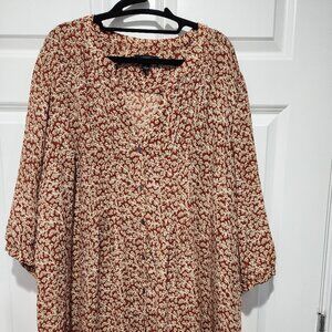 EUC Lands End brown printed blouse - size 2x.